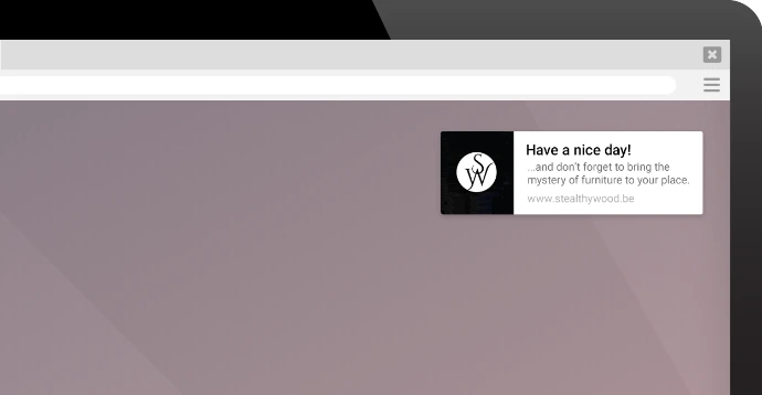 Notification push Odoo Social Marketing affichée dans le navigateur avec message personnalisé et lien vers le site