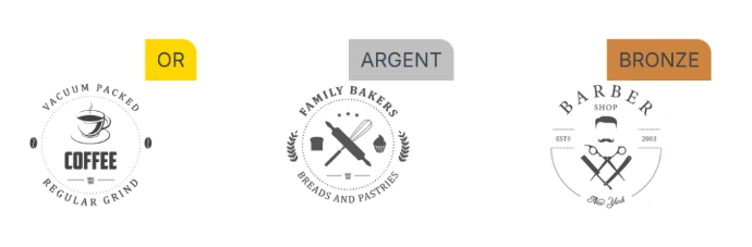 Niveaux de sponsoring Odoo Événements avec badges Or, Argent et Bronze pour les partenaires d'un événement
